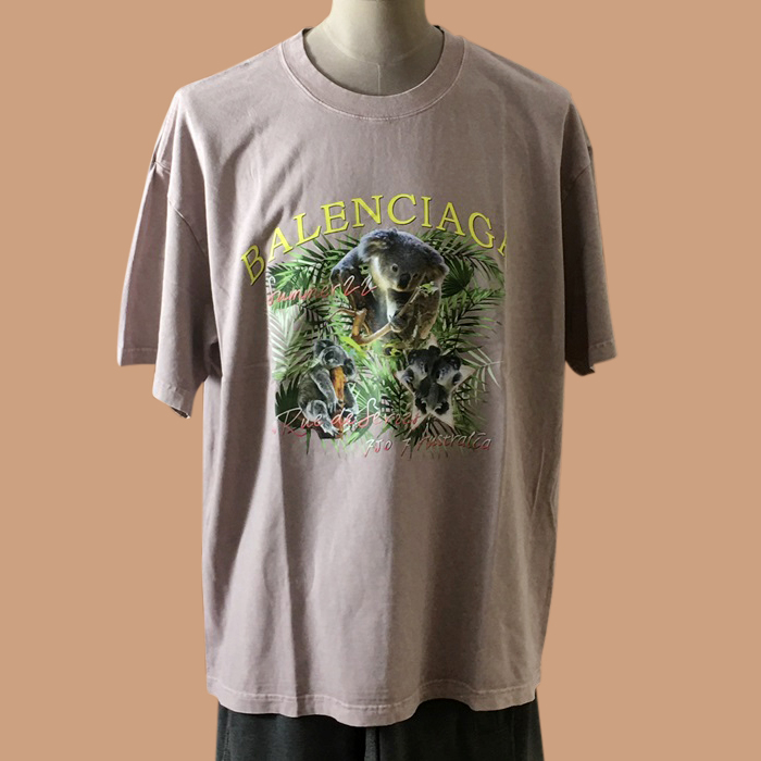  バレンシアガ メンズ クルーネック グレー 半袖Tシャツ - Gray  - bal01487x