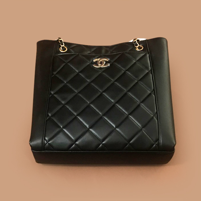  CHAB1667 - シャネル2021 レディースレザートートバッグ/ショッパーバッグ,30cm,ブラック