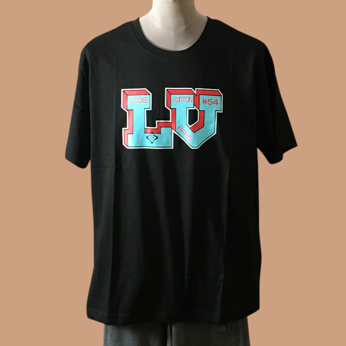  ルイヴィトン メンズ ブラック クルーネック 半袖Tシャツ -  - lou04107x