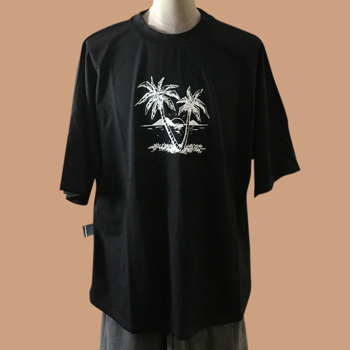  パームエンジェルス メンズ クルーネック ブラック 半袖Tシャツ -  - pam0377x