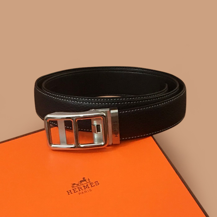  エルメス メンズ レザー コンスタンス ベルト Her0103x(ブラックシルバー/ブラック)