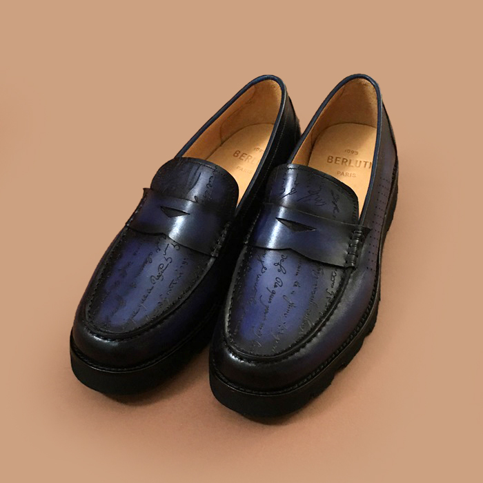  BERTS0271 - ベルルッティメンズ レザーローファーネイビー