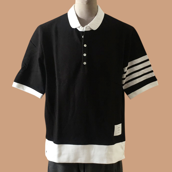  トムブラウンメンズ LOGO コットン 半袖Tシャツ Tho0655x.ブラック