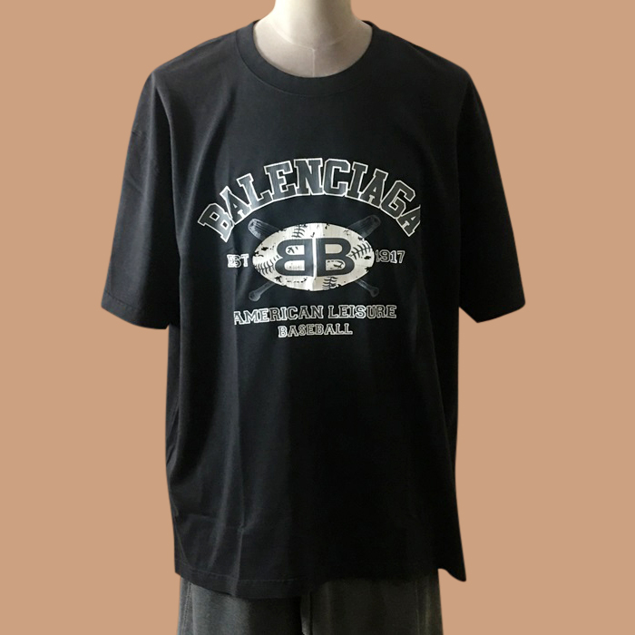  バレンシアガ メンズ クルーネック ブラック 半袖Tシャツ -  - bal01491x