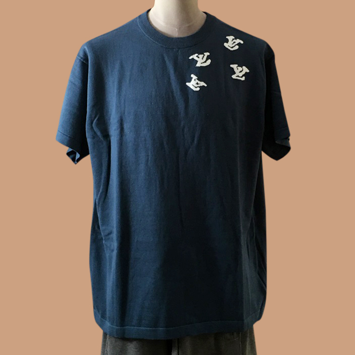  ルイヴィトン メンズ ネイビー クルーネック 半袖Tシャツ -  - lou04144x