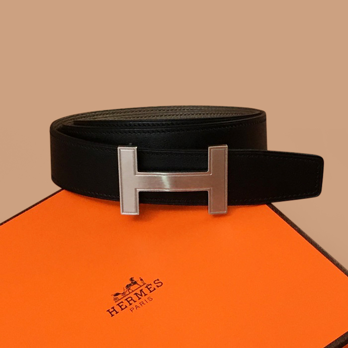  エルメスユニセックス リバーシブルレザーベルト HERBT0037.Size(3.2cm).カーキブラウン