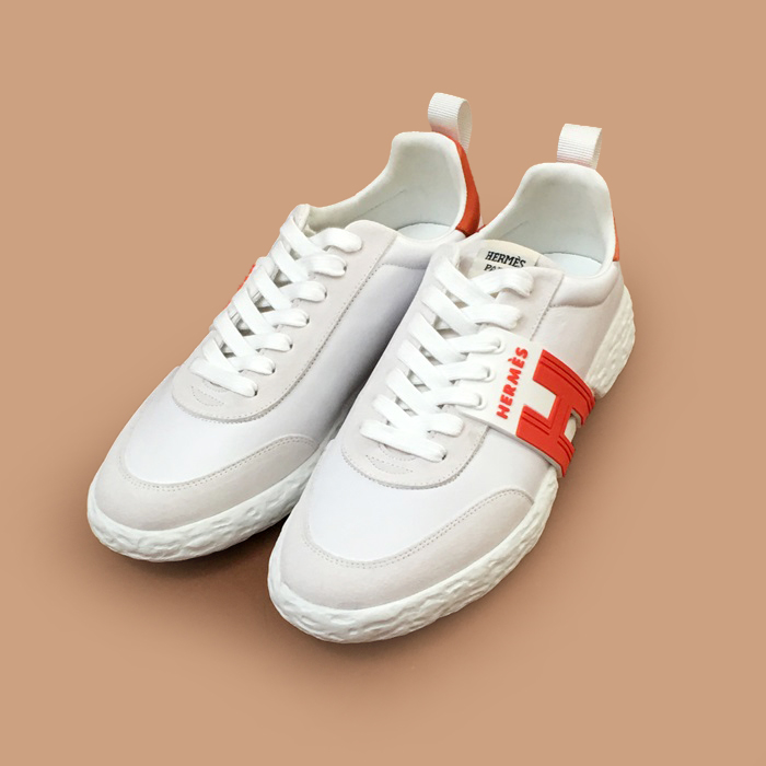  エルメス メンズ モダンレザースニーカー Size グレー