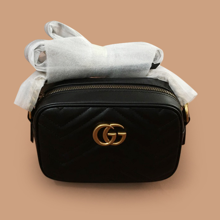  グッチ マモント マトラッセ ショルダーバッグ 448065,GUB0293,18cm,ブラック