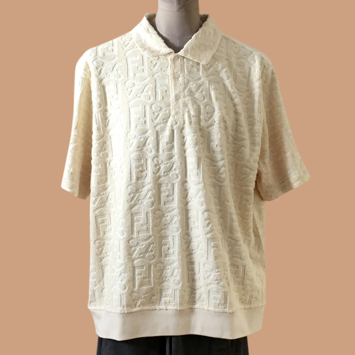  フェンディ メンズ アイボリー ポロ 半袖Tシャツ - Ivory  - dio01184x