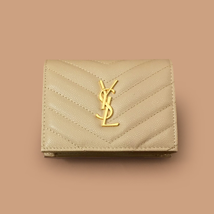  サンローランレディース 二つ折り財布 / コインパースSLW0024,11cm,ベージュ