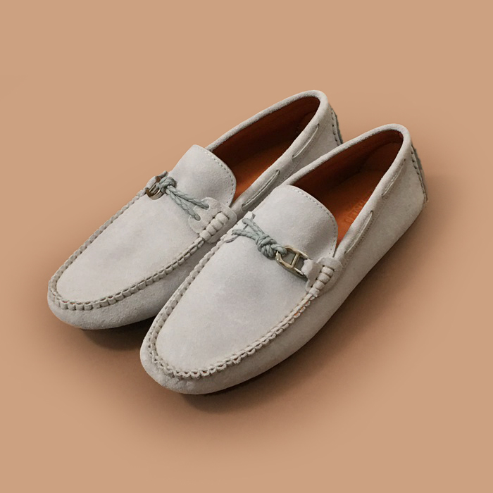  HERS0474 - エルメスメンズ レザーローファーグレー