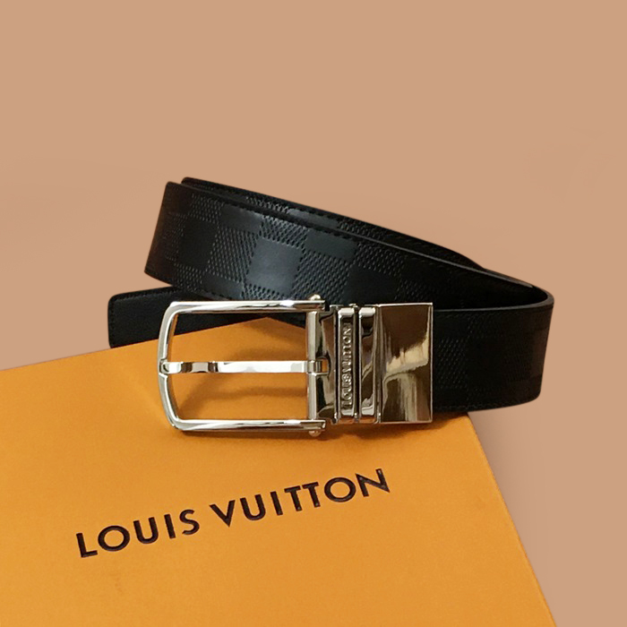  LOUBT0210 - ルイヴィトンメンズレザーベルト,3.5cm,ブラック