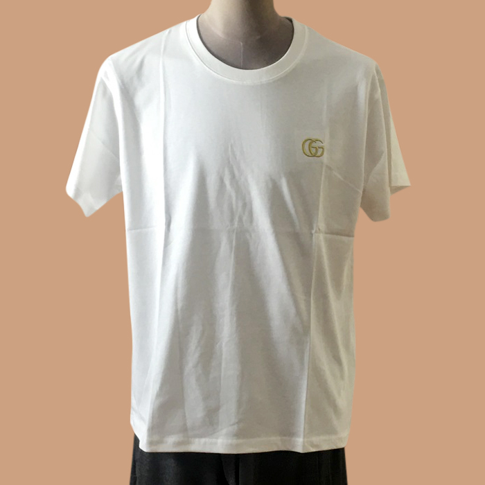  グッチ ユニセックス クルーネック ホワイト 半袖Tシャツ -White  - guc04815x