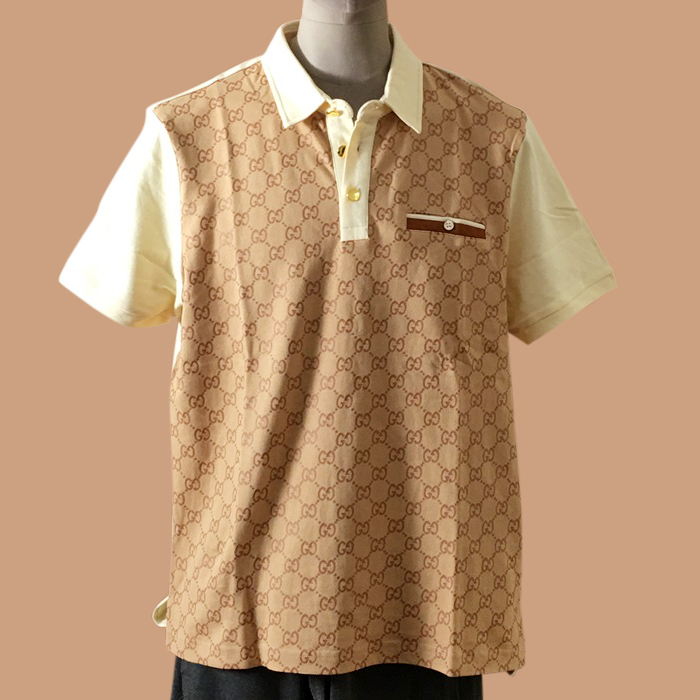  グッチ メンズ キャメル ポロ 半袖Tシャツ - Camel  - guc04738x