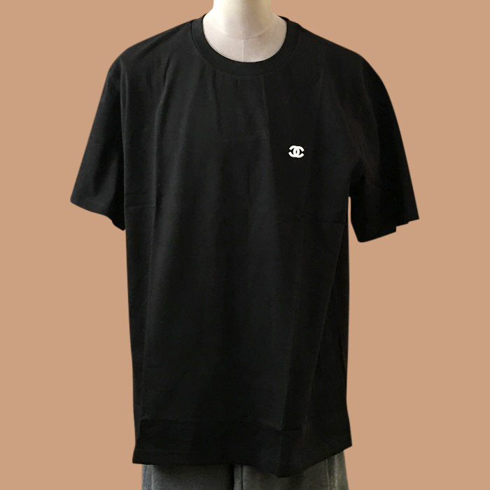  シャネルユニセックス クルーネック ブラック 半袖Tシャツ - - chl0890x