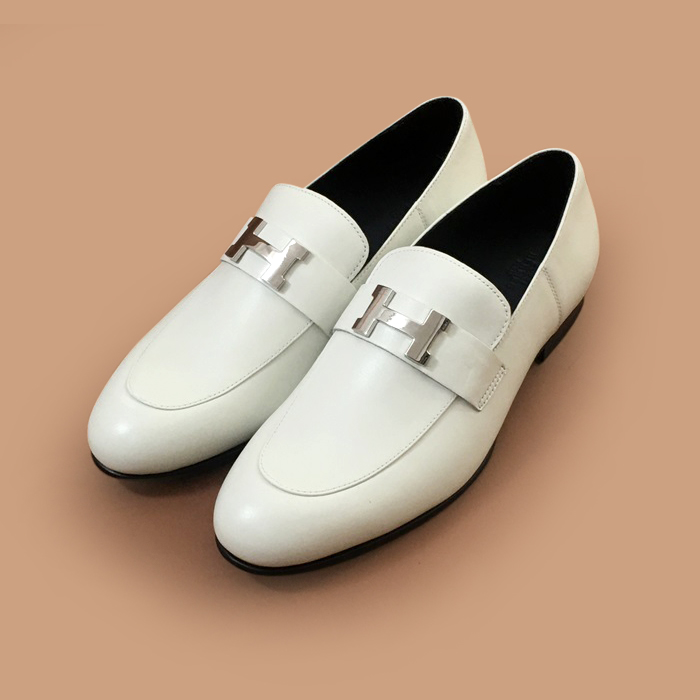  HERS0527 - エルメスメンズ レザーローファーホワイト