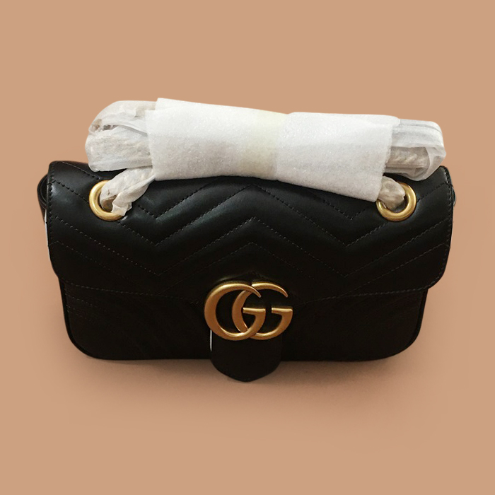  グッチ GG マモント マトラッセ レディース ショルダーバッグ 443497,GUB0254,26CM,31CM,ブラック - ブラックピンク