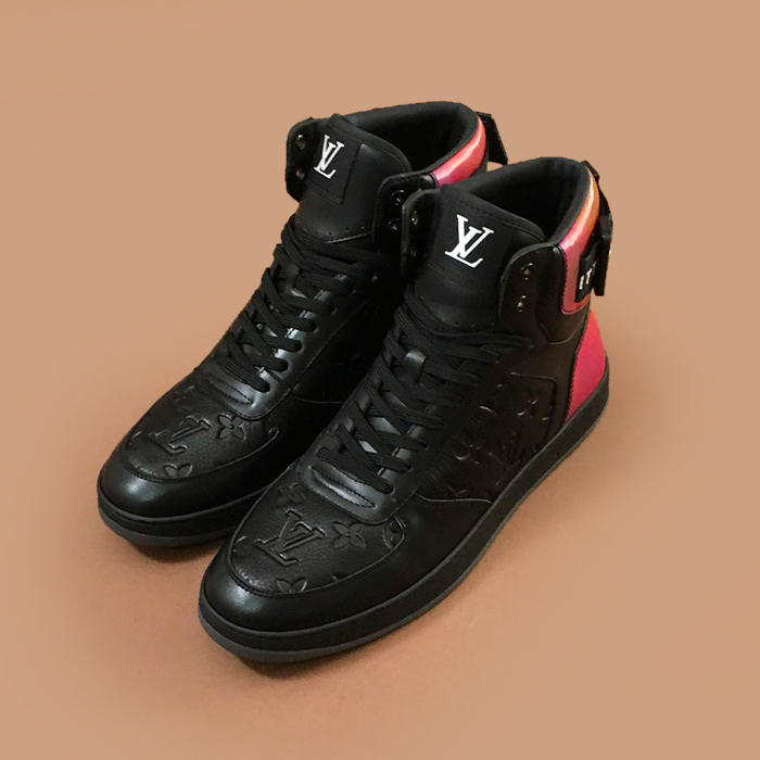  ルイヴィトンメンズレザースニーカー , LOUS1374, ブラック