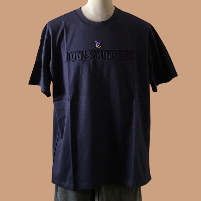  ルイヴィトン メンズ ネイビー クルーネック 半袖Tシャツ -  - lou04330x