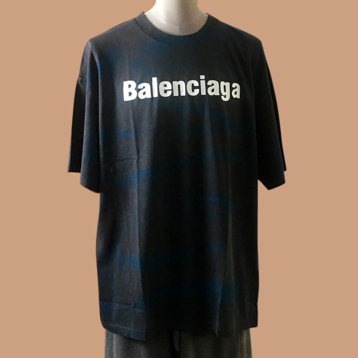 バレンシアガ ユニセックス クルーネック ブラック 半袖Tシャツ -White 