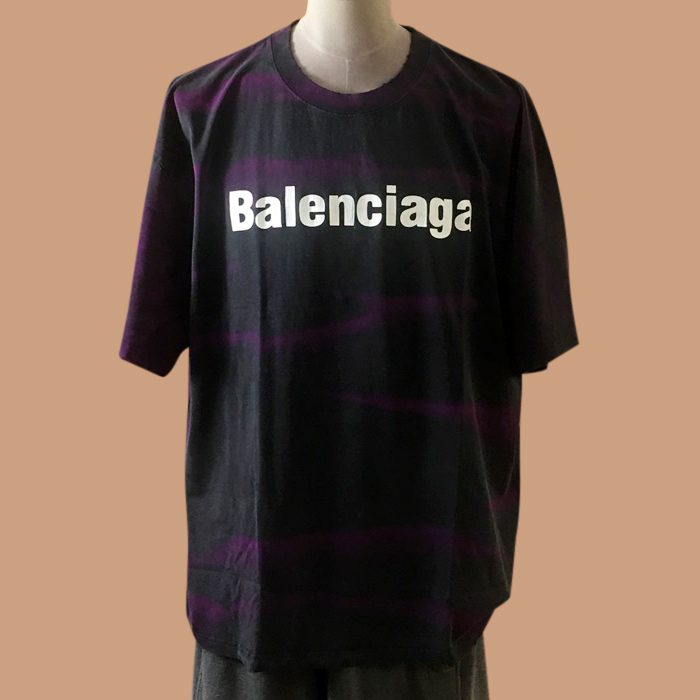 バレンシアガ ユニセックス クルーネック ブラック 半袖Tシャツ -White 