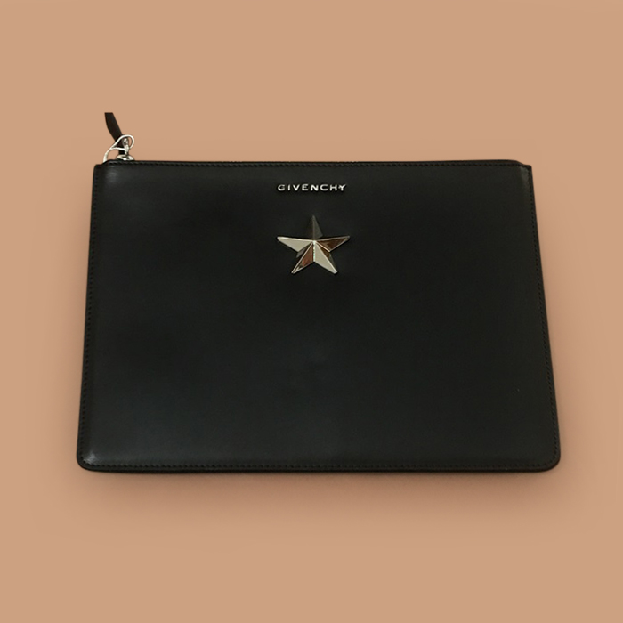 ジバンシィレザーブラック メンズ クラッチバッグ ,30cm