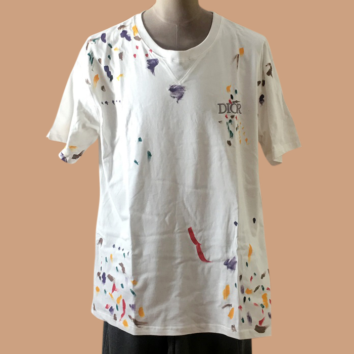 ディオール ユニセックス クルーネック ホワイト 半袖Tシャツ -White 