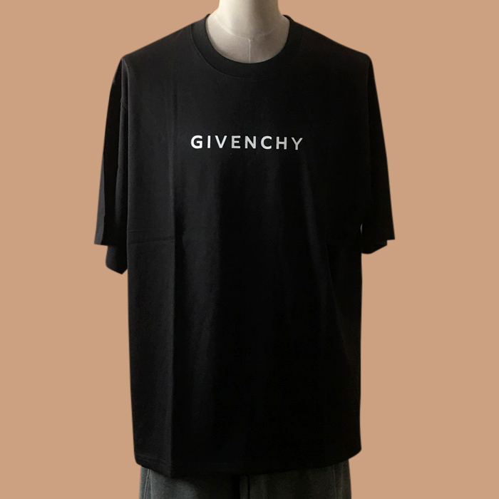 ジバンシィ ユニセックス クルーネック ブラック 半袖Tシャツ -White 