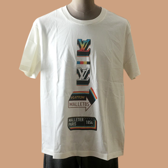 ルイヴィトン ユニセックス クルーネック  ホワイト 半袖Tシャツ -White 