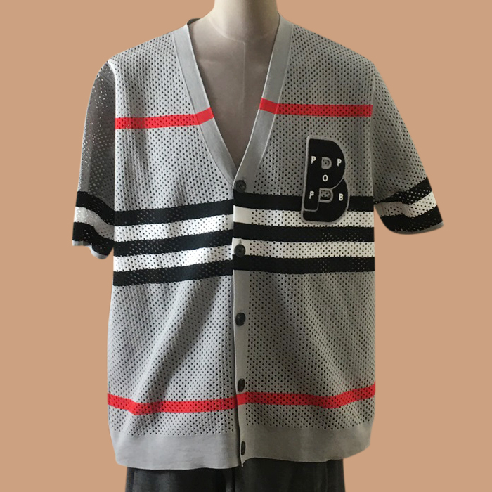 バーバリー ユニセックス クルーネック グレー カーディガン-White 