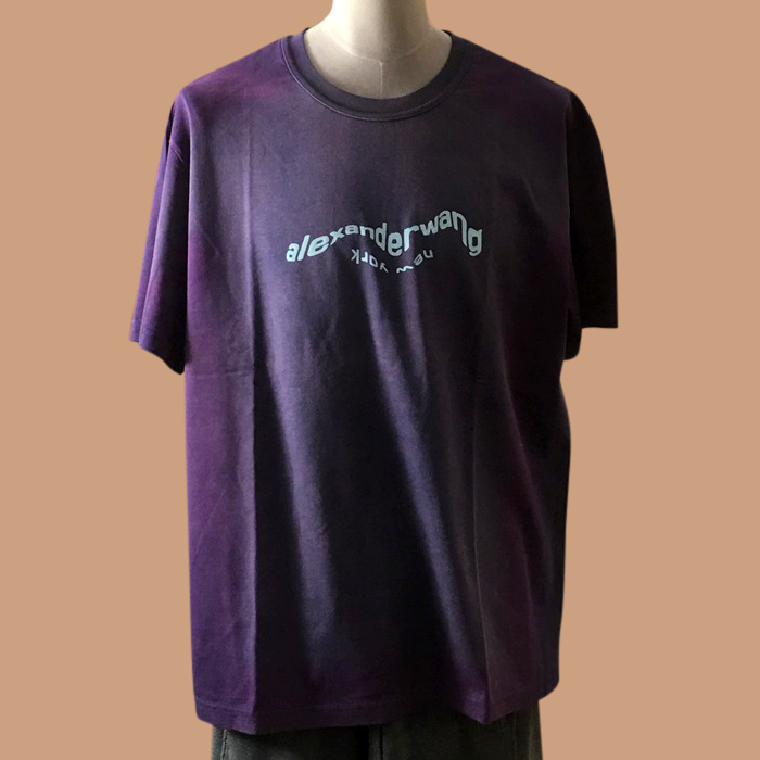 アレキサンダー ワン ユニセックス クルーネック ポップル半袖Tシャツ -White 