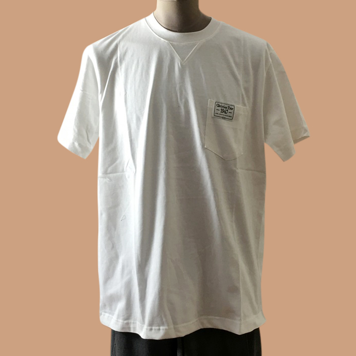 ディオール ユニセックス クルーネック ホワイト 半袖Tシャツ -White 