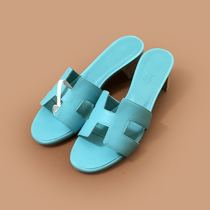 エルメスレディースレザースリッパブルー