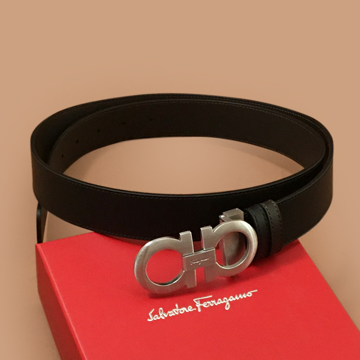 フェラガモ メンズ レザー コンスタンス ベルト (ブラック)