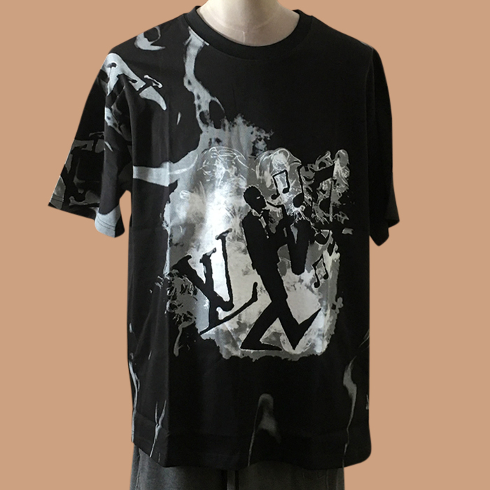 ルイヴィトン ユニセックス クルーネック ブラック 半袖Tシャツ - 