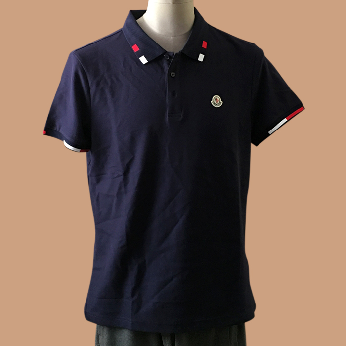モンクレール メンズ クルーネック ネイビー  ポロ半袖Tシャツ -