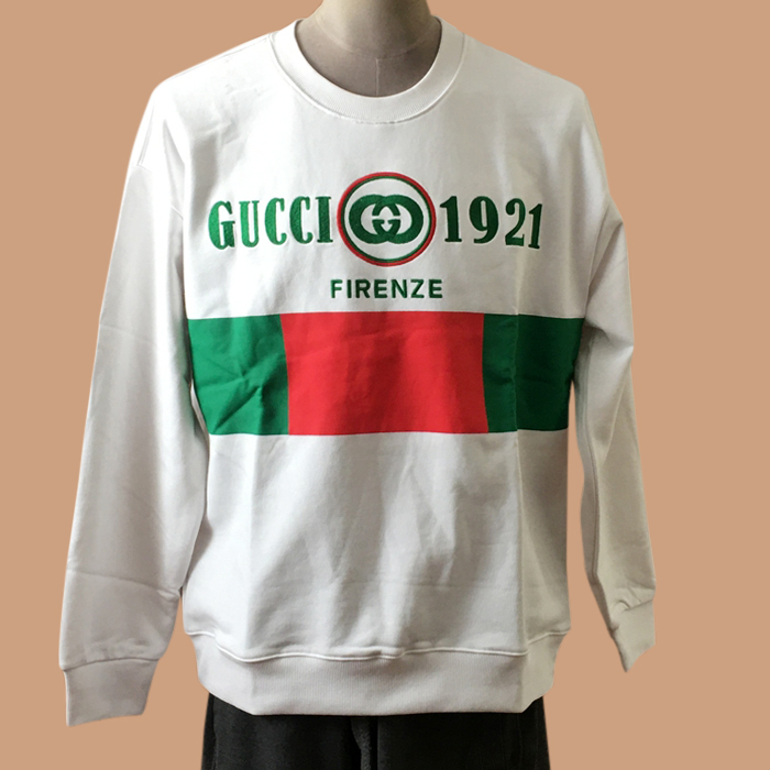 グッチメンズ LOGO コットン ポロ スウェット ホワイト