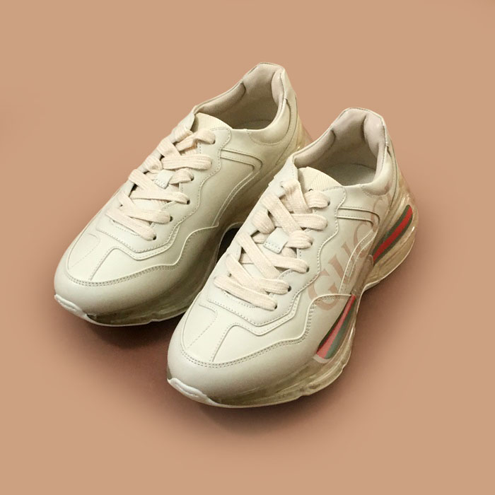 グッチメンズレザースニーカー,Sizeホワイト