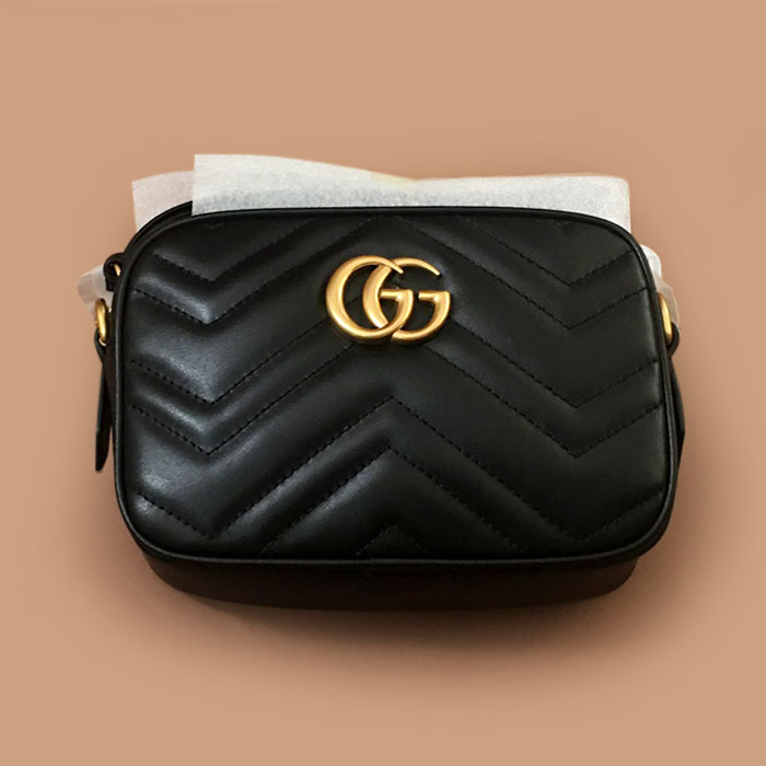 グッチレディースレザートート ショルダーバッグ,25cm,ブラック