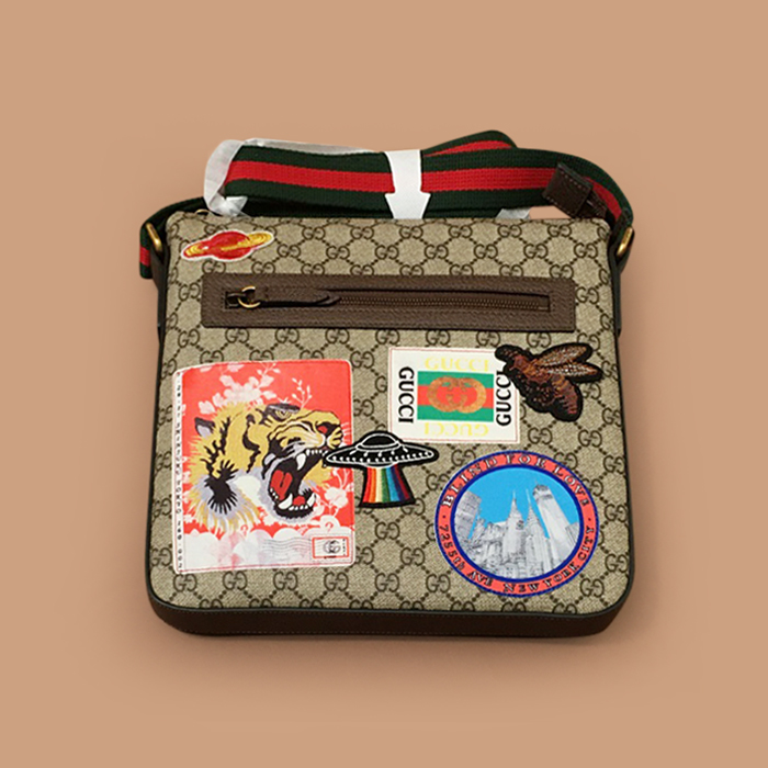 グッチ GGレザーブラウン メンズ クロスバッグ ,30cm