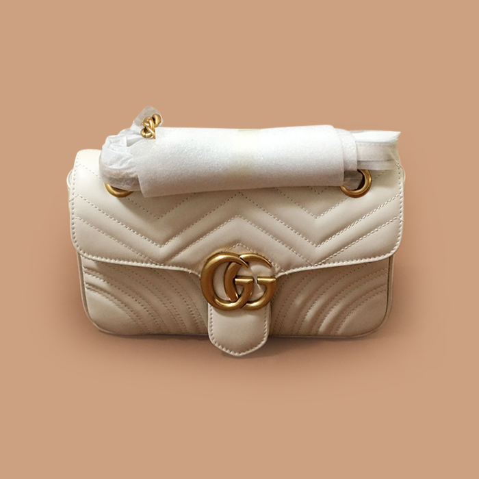 グッチチェーン ハンドル ショルダーバッグ,29CM,ホワイト