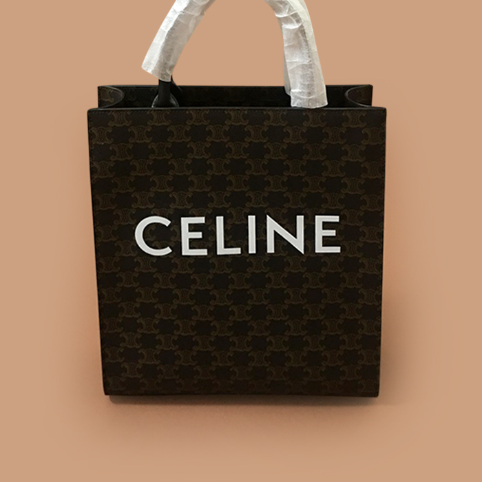 セリーヌ LOGO トートショルダーバッグ 26cm,ブラウン