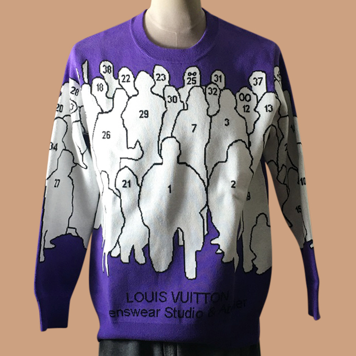 ルイヴィトンメンズ LOGO  カシミア ニット パープル
