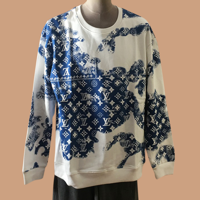 ジバンシィメンズ LOGO コットン  スウェット ブルーホワイト