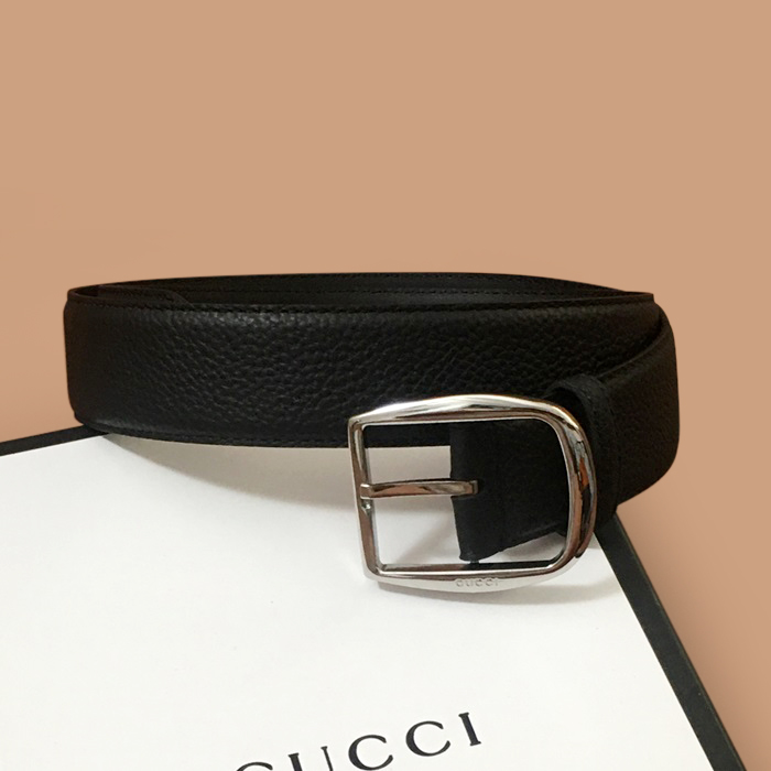 グッチ メンズ レザー コンスタンス ベルト (ブラック)
