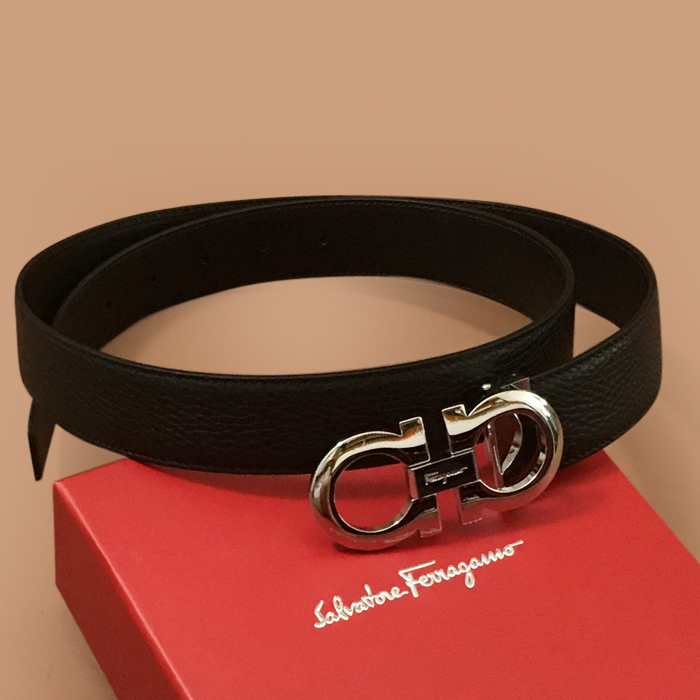 フェラガモ メンズ レザー コンスタンス ベルト (ブラック)
