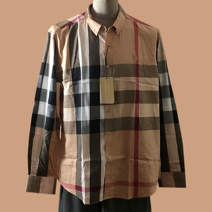 バーバリー メンズ LOGO ブラウン ロングスリーブシャツ