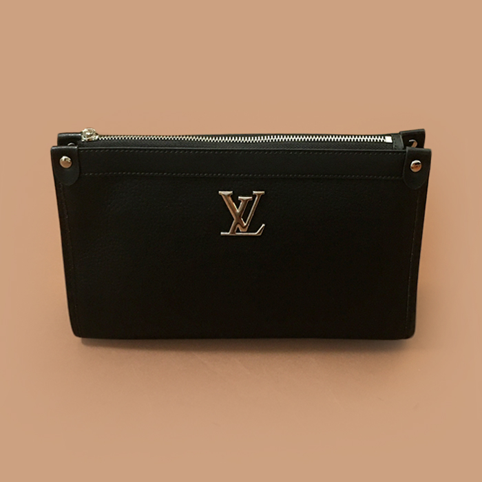 ルイヴィトンレザーブラック メンズ クラッチバッグ ,30cm
