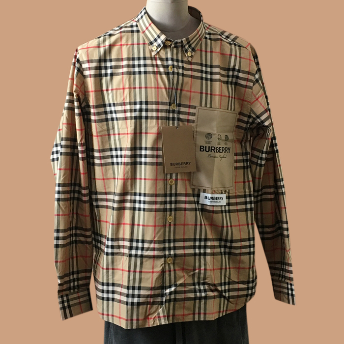 バーバリー メンズ LOGO ブラウン ロングスリーブシャツ