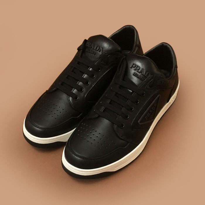 プラダメンズレザースニーカー,Sizeブラック